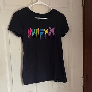 Y2K Hurley Drip Logo Black Tee